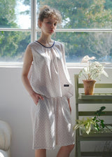 Little Blue Floral Cotton Loungewear Sleeveless Tank Capri Pajama Set