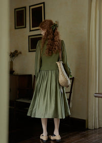 Olive Charm Vintage High Waist Two-Piece Dress