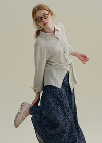 Striped Tie-Waist Wrap Vintage Shirt