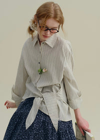 Striped Tie-Waist Wrap Vintage Shirt