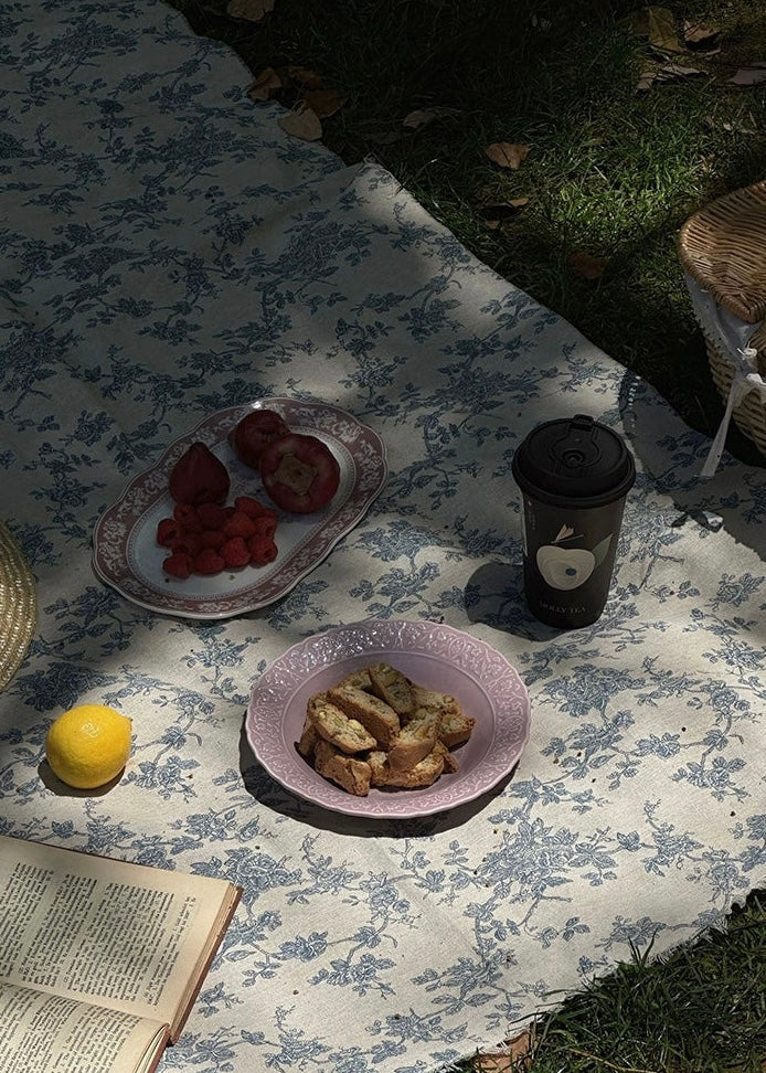 Claire Bleu Vintage Floral Tablecloth & Picnic Throw