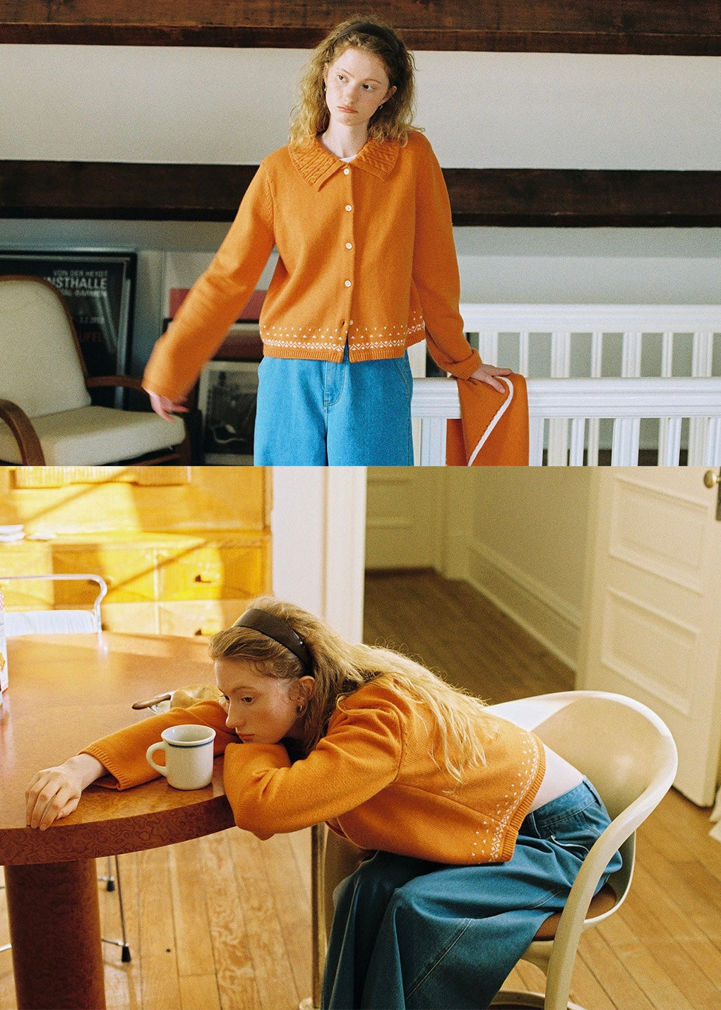 Autumn/Winter Clementine Twisted Collar Vintage Knit Cardigan