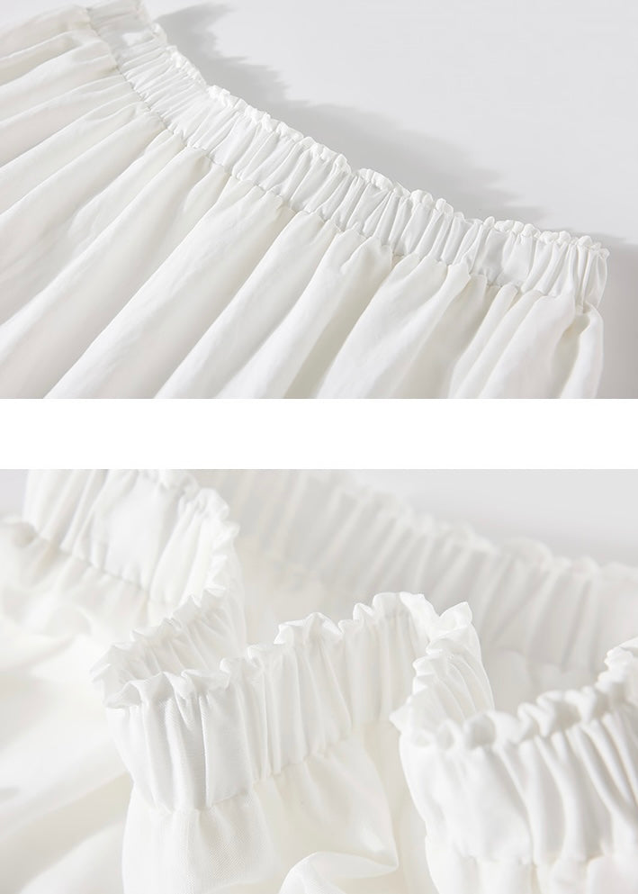 Serene Lace Hem Skirt | Ivory Cotton Skirt with Embroidered Trim