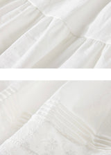Serene Lace Hem Skirt | Ivory Cotton Skirt with Embroidered Trim