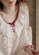 Rosalie Dream Vintage Floral Ruffle Sleepwear Nightdress(2COLOR)