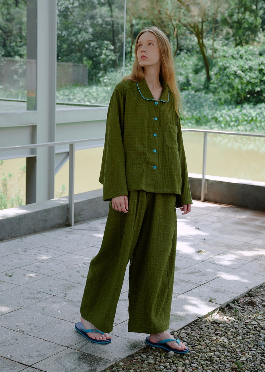 Moss Reverie Cotton Pajama Set