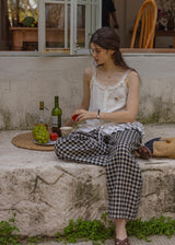 Lily Ruffle Blouse | Romantic White Frill Linen Sleeveless Top