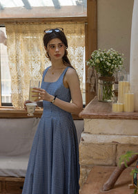 Picnic Breeze Dress | Gingham Check Sleeveless Flare Summer Dress(2COLOR)