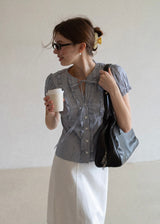 Mirelle Ribbon Frill Vintage Stripe Blouse