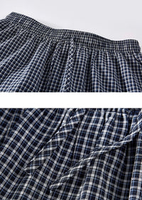 Gingham Tiered Elastic Waist Long Skirt