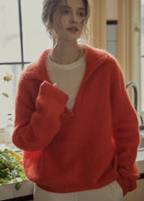 Soft Ember Mohair Deep V-Neck Sweater(2COLOR)