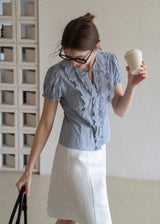 Mirelle Ribbon Frill Vintage Stripe Blouse