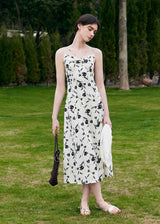 Moonlight Petal Slip Dress | Black and White Floral Dress for Summer