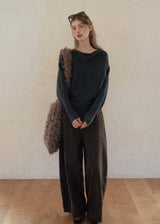 Soft Rhythm Boat-Neck Knit Top