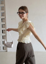 Soft Frill Smocked Waist Summer Blouse