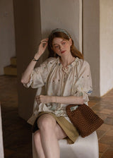 Muse Garden Blouse | Vintage Sheer Embroidered Ruffle Shirt