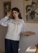 Red Stitch Romantic Vintage Ruffle Blouse