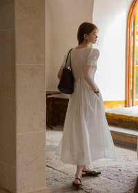 Alba Eyelet Cotton Dress | Romantic White Embroidered Summer dress