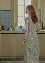Morning Herb Garden Floral Ruffle Dress