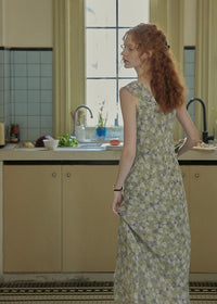 Morning Herb Garden Floral Ruffle Dress