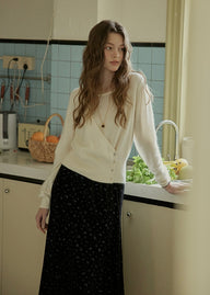 Romantic Wrap Button Knit Cardigan(2COLOR)