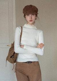 Lace Whisper Slim Knit Top(3COLOR)