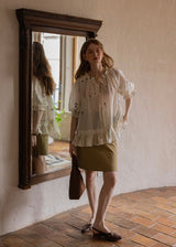Muse Garden Blouse | Vintage Sheer Embroidered Ruffle Shirt