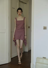 Ruby Picnic Check Dress | Vintage Asymmetrical Gingham Sleeveless Dress