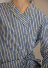 Maren Mist Blue Striped Wrap Shirt