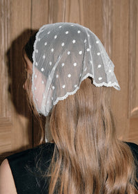 Moonlace Sheer Bonnet Vintage Lace Dot Tie Head Cover