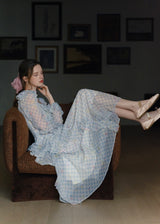 Pastel Ribbon Days Dress | Vintage Gingham Ruffle Long Dress