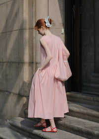 Summer Petal Cotton Dress | Light Pink Sleeveless Dress