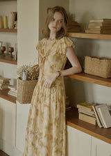 Golden Lily Lace Tie Flare Long Dress