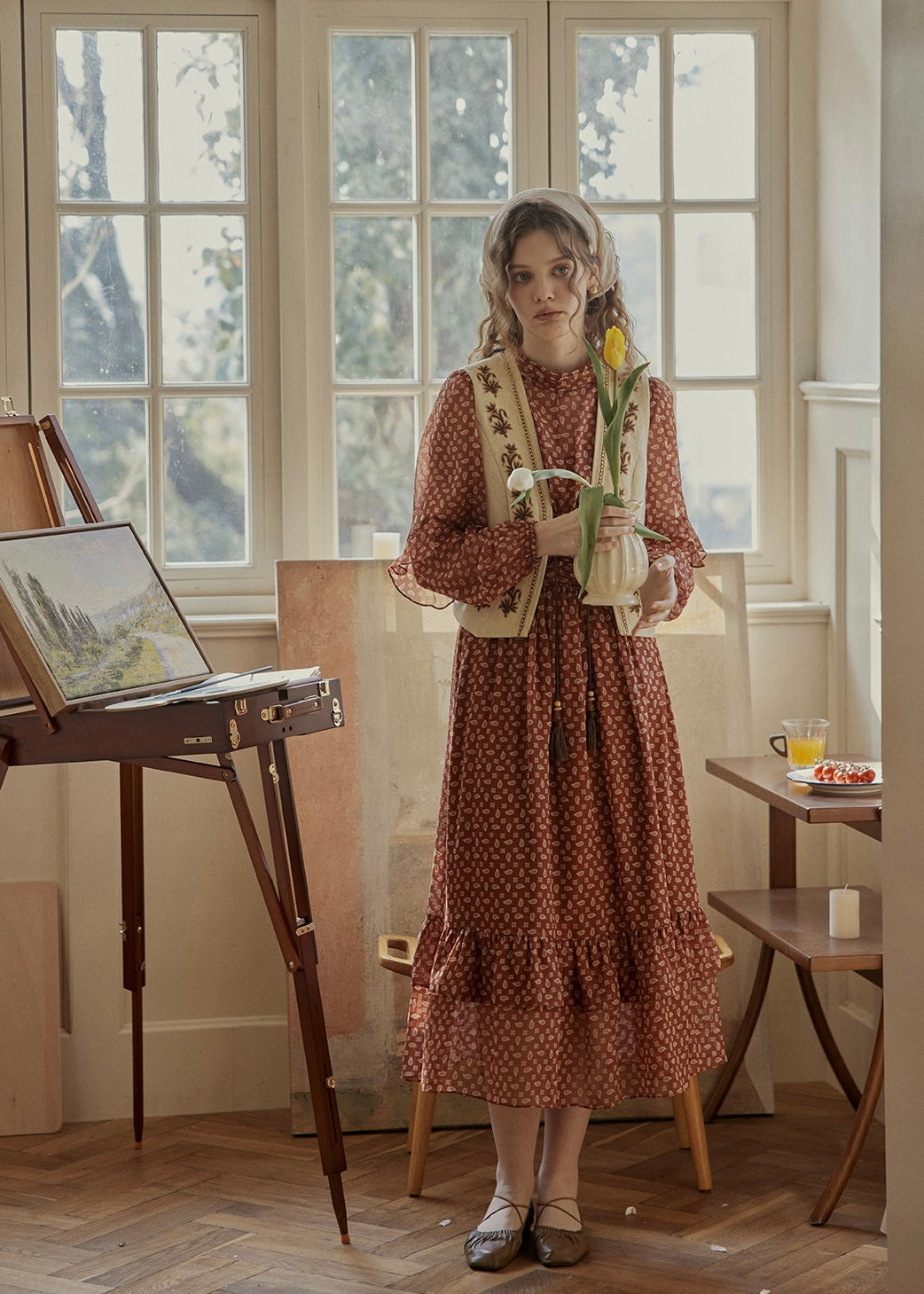 Meadow Thread Linen Vintage Layered Vest