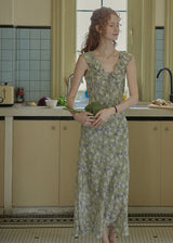 Morning Herb Garden Floral Ruffle Dress