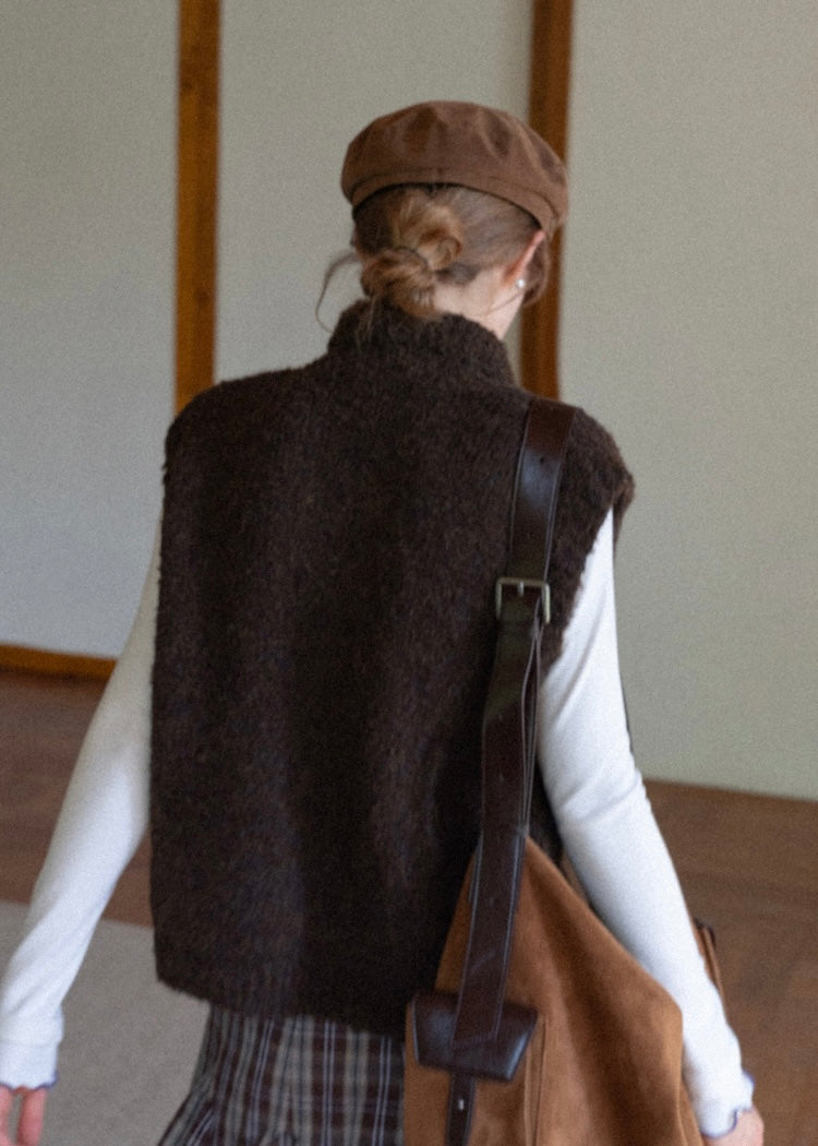 Brown Letter Vintage Knit Vest
