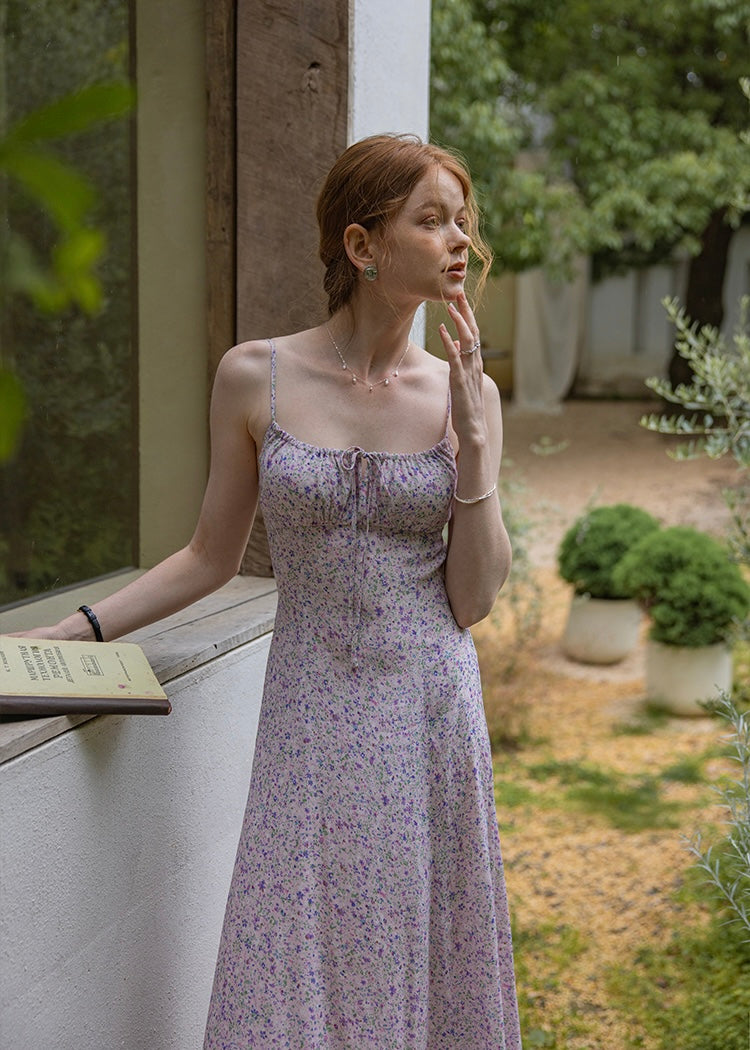 Wildflower Hour Dress | Vintage Backless Slip Floral Dress(2COLOR)