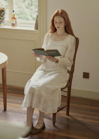 Blanche Embroidered Vintage Lace Maxi Dress