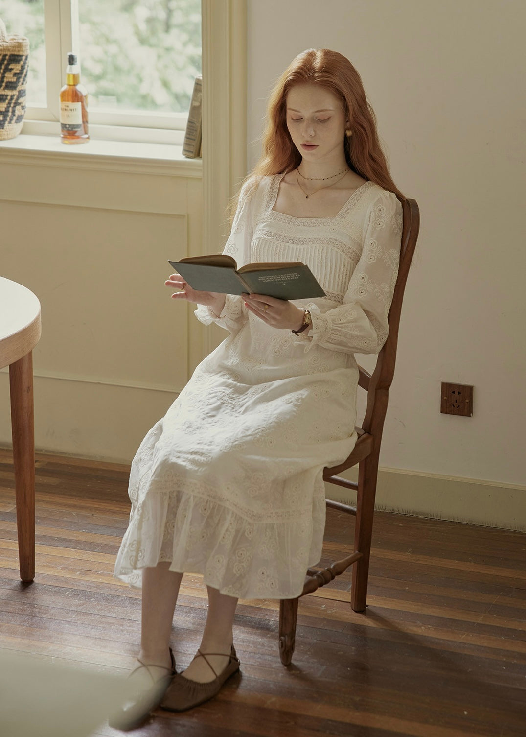 Blanche Embroidered Vintage Lace Maxi Dress