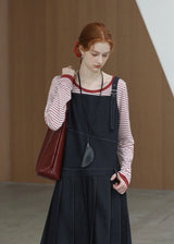 Vintage Casual Denim Pinafore Dress