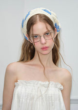 Sea Whimsy Crochet Hair Scarf Blue Dolphin Vintage Head Wrap