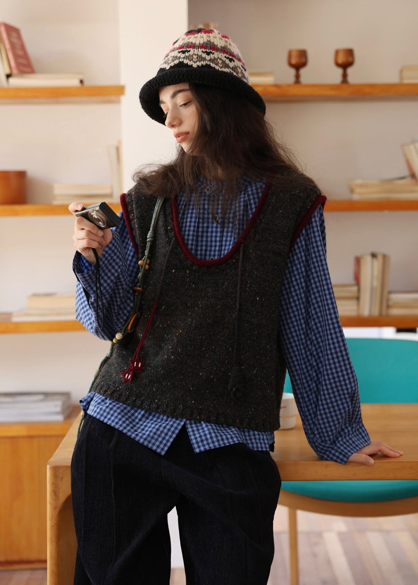 Reversible Vintage Wool Knit Vest(2COLOR)