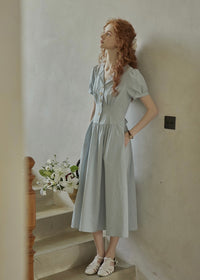 Morning Poem Light Blue Romantic Button Dress