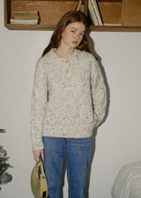 Speckled Cream Gray Vintage Cozy Pullover Sweater