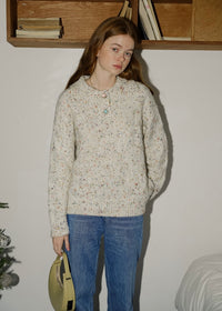 Speckled Cream Gray Vintage Cozy Pullover Sweater