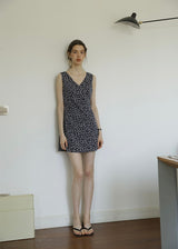 Midnight Daisy Mini Dress | Vintage Navy Floral Sleeveless Dress