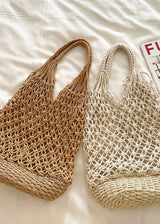 Natural Woven Straw Net Beach Tote Bag