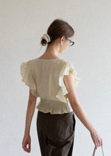 Soft Frill Smocked Waist Summer Blouse