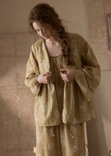 Evening Bloom 3-Piece Cotton Vintage Pajama Set