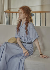 Morning Letter Stripe Dress | Classic Blue Shirt Dress